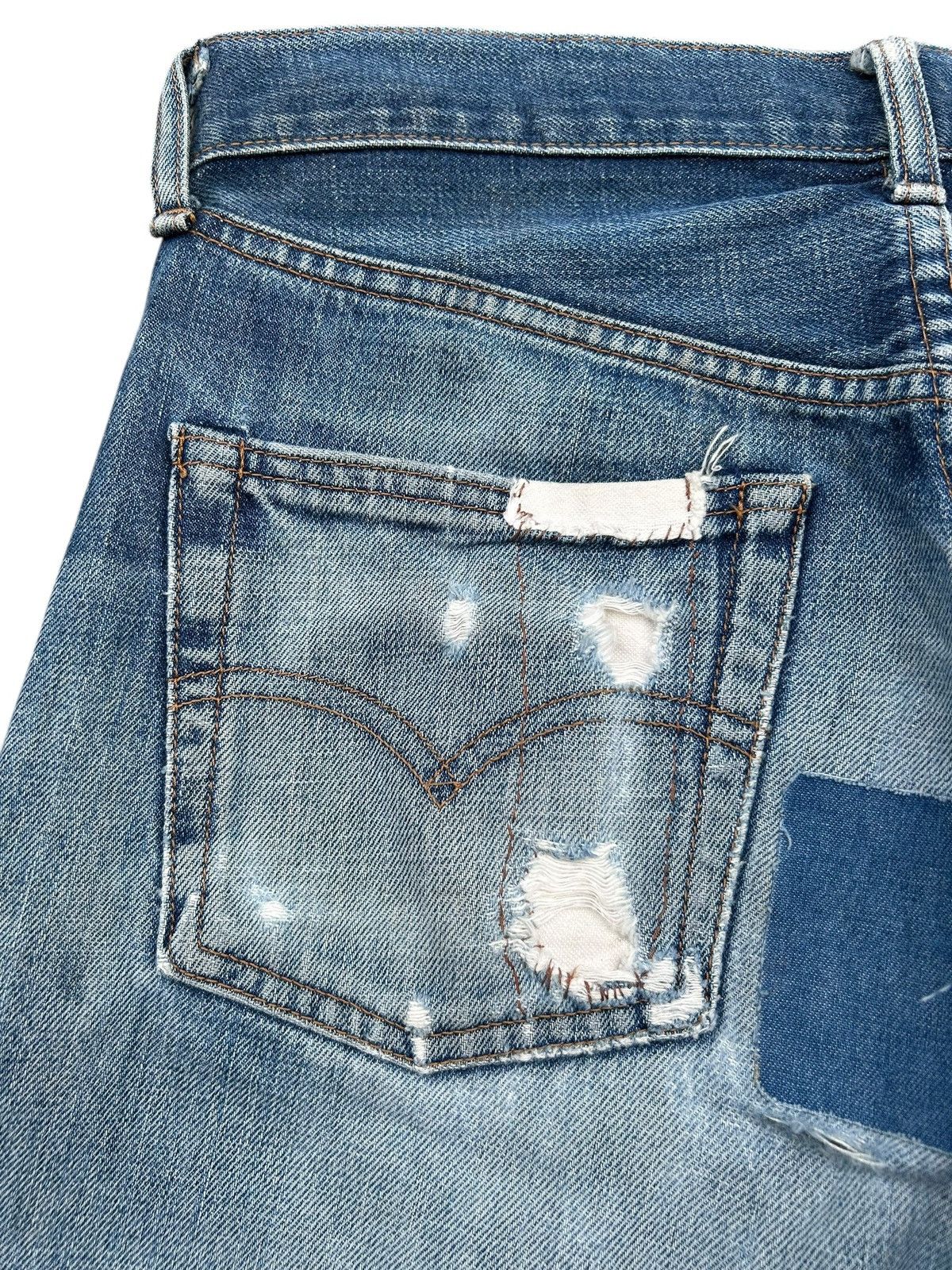 Kapital Thrashed Vintage Levis big E Selvedge Repair Denim jeans Size US 30 / EU 46 - 5 Thumbnail