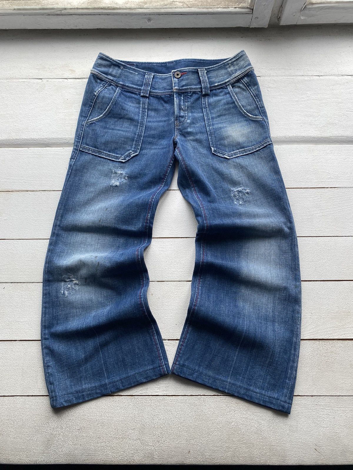 Diesel × Vintage 🔥Diesel Distressed Dirty Flared Bootcut Bell Blue Jeans y2k Size 32" / US 10 / IT 46 - 2 Thumbnail