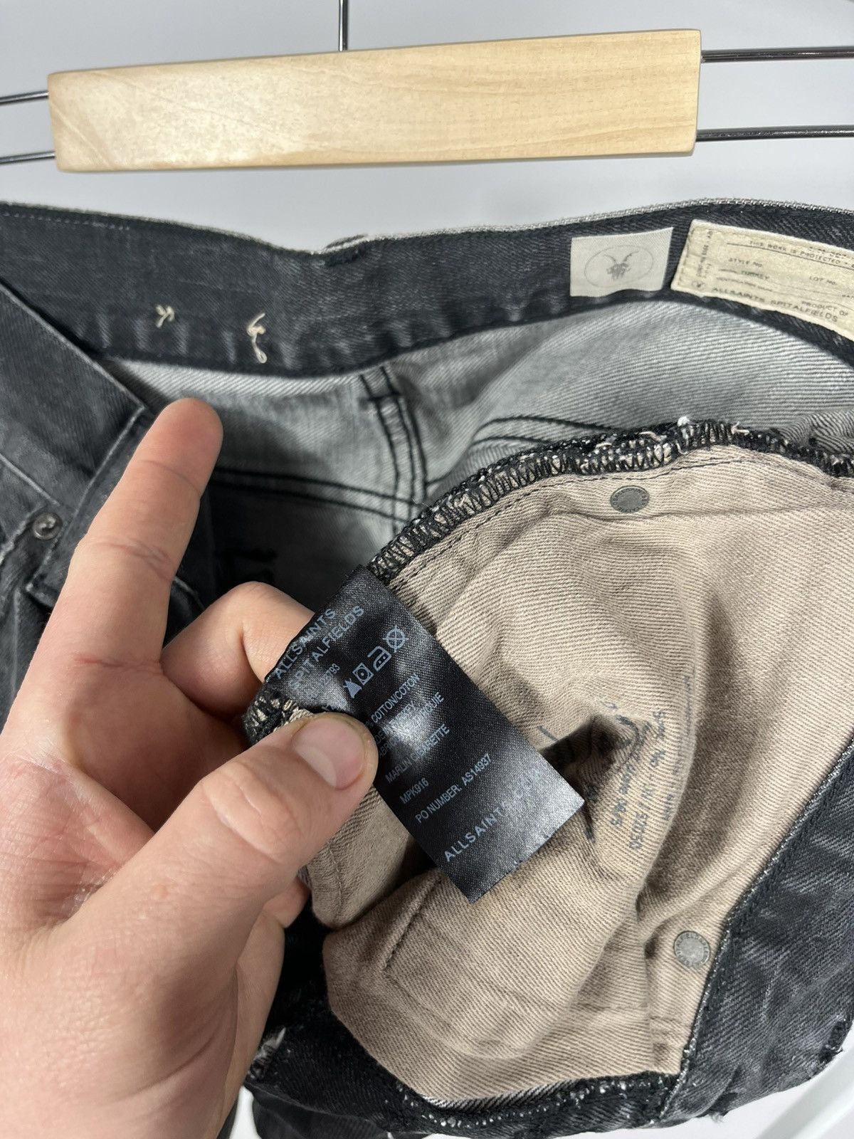 Allsaints AllSaints Mens Black Slim Fit Jeans Size 28 Distressed Size US 28 / EU 44 - 15 Thumbnail