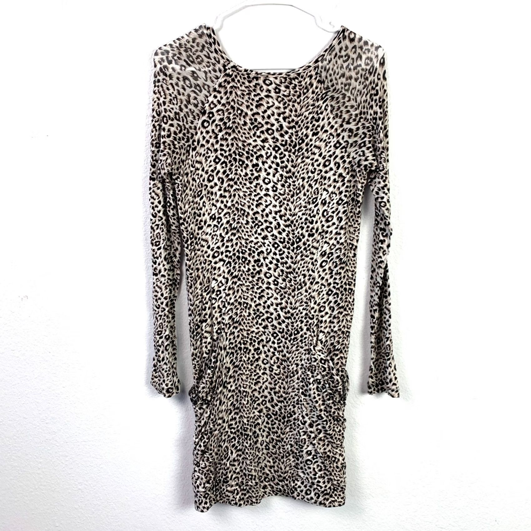 Bcbgmaxazria BCBGMAXAZRIA Animal Print Long Sleeve Dress Medium Multicolor Leopard A-Line, Bodycon, Long Dress Size M / US 6-8 / IT 42-44 - 4 Thumbnail