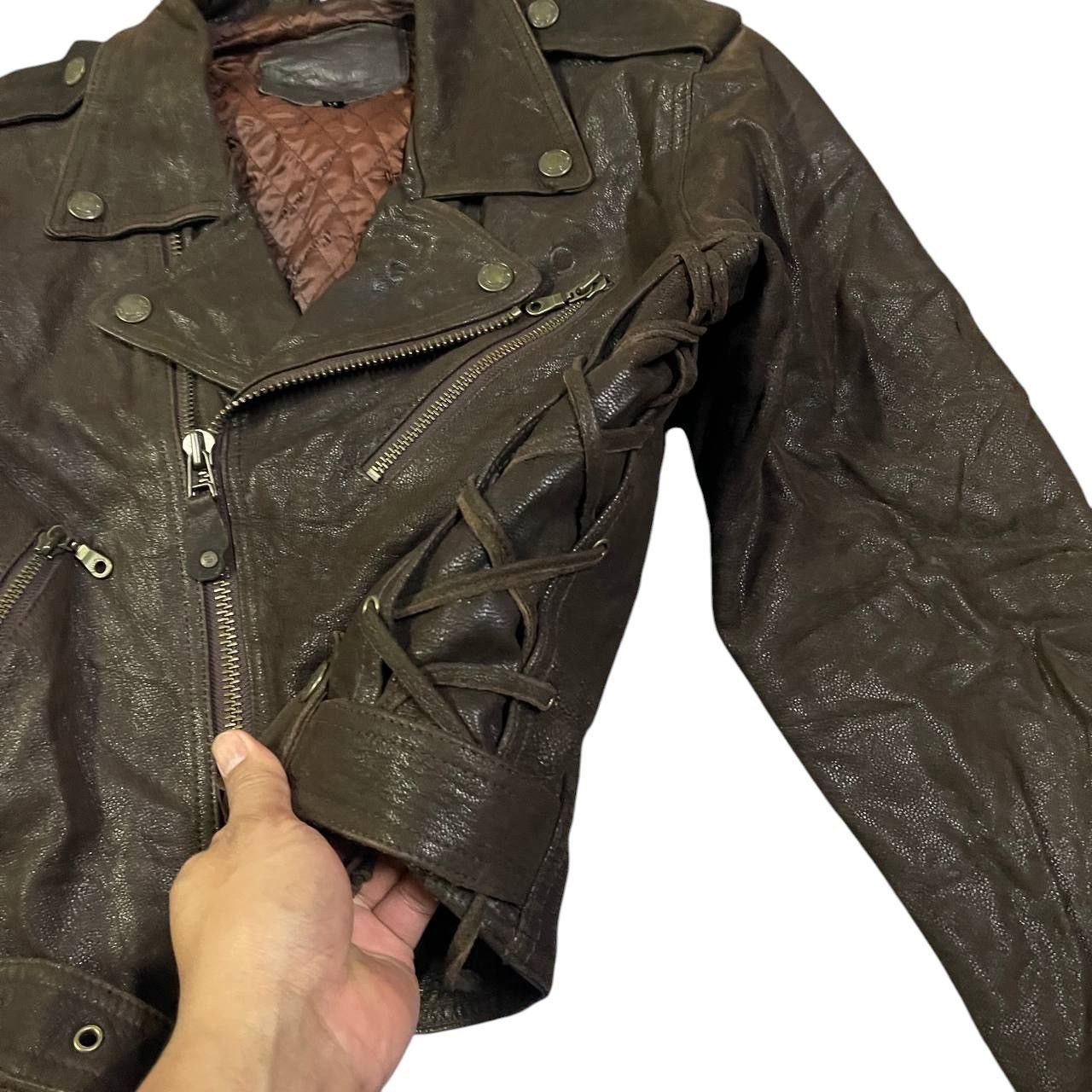 Japanese Brand Vintage Wind Armor Double Collar Leather Motorcycle Jacket Size US M / EU 48-50 / 2 - 6 Thumbnail