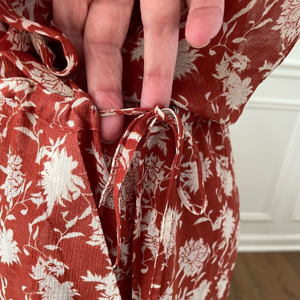 Rag & Bone NWOT Rag & Bone Elysse Midi Dress Rust Floral Chiffon $495 X Size XS / US 0-2 / IT 36-38 - 7 Thumbnail