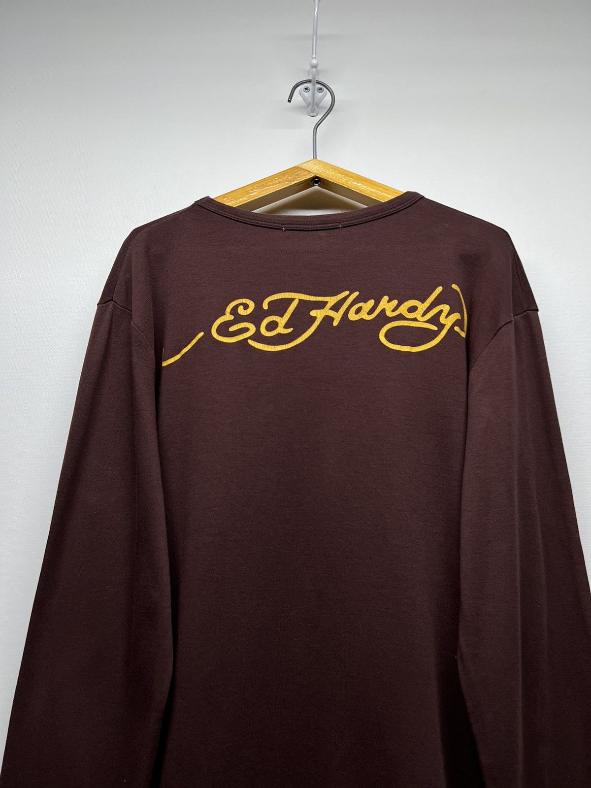 Ed Hardy Vintage Y2k Ed Hardy Skull Eagle 🦅☠️ Brown 🤎 Long Sleeve 00’s Size US L / EU 52-54 / 3 - 10 Thumbnail