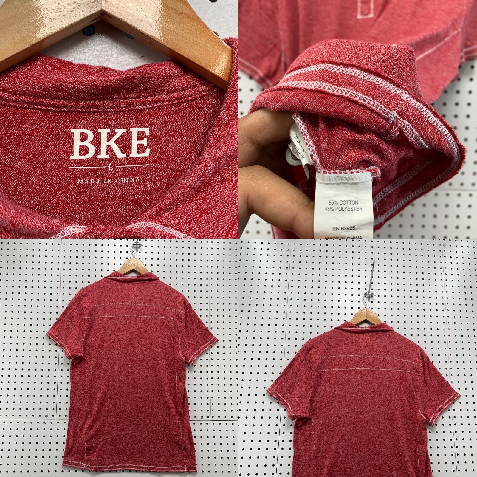 Vintage Buckle Polo Red Adult Large Cotton Blend Short Sleeve Button Collared Men Size US L / EU 52-54 / 3 - 8 Thumbnail