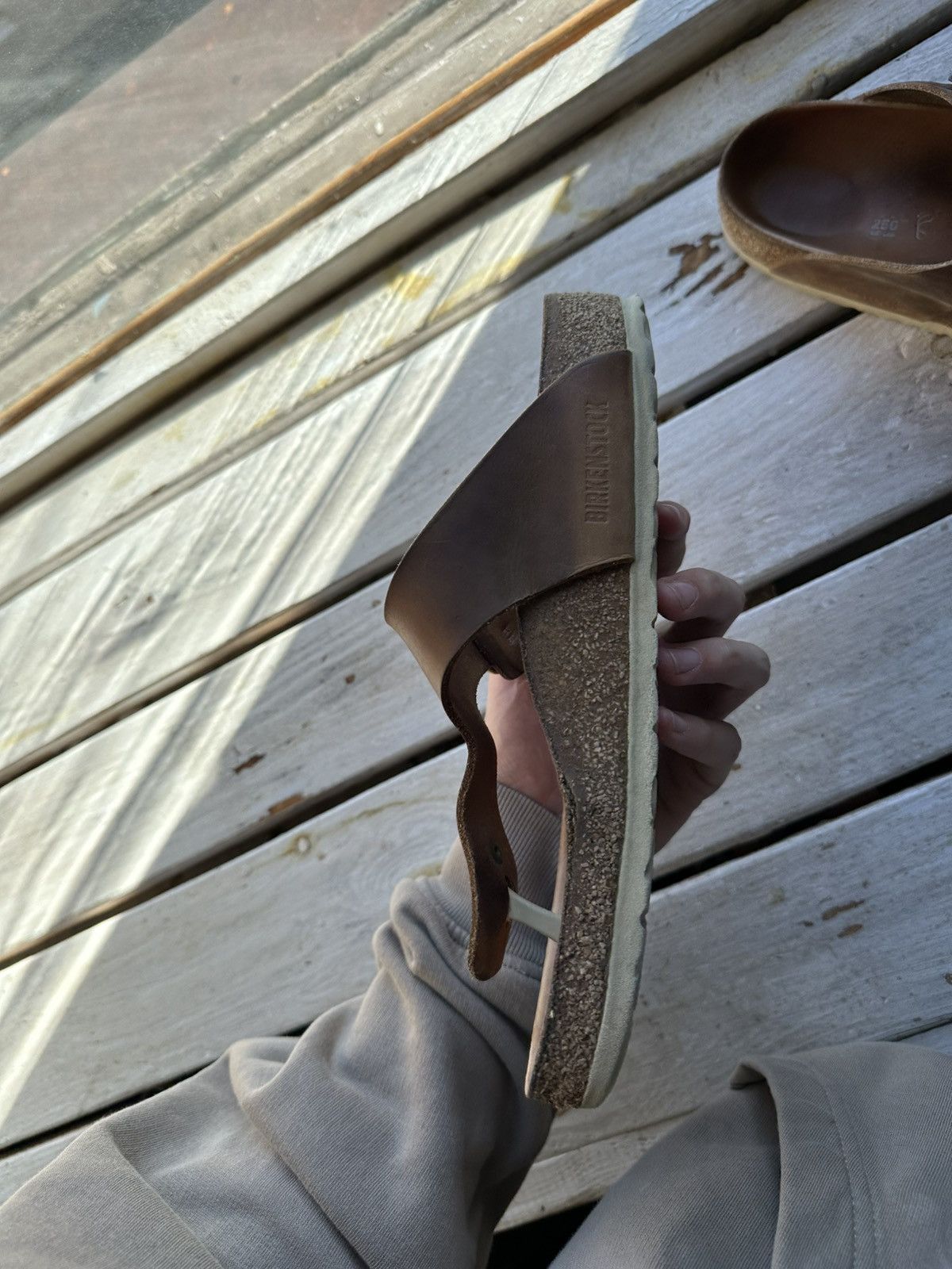 Birkenstock 🚨 VNTG Birkenstock 39 brown unisex Luxe Sandals rare slides Size US 9 / IT 39 - 4 Thumbnail