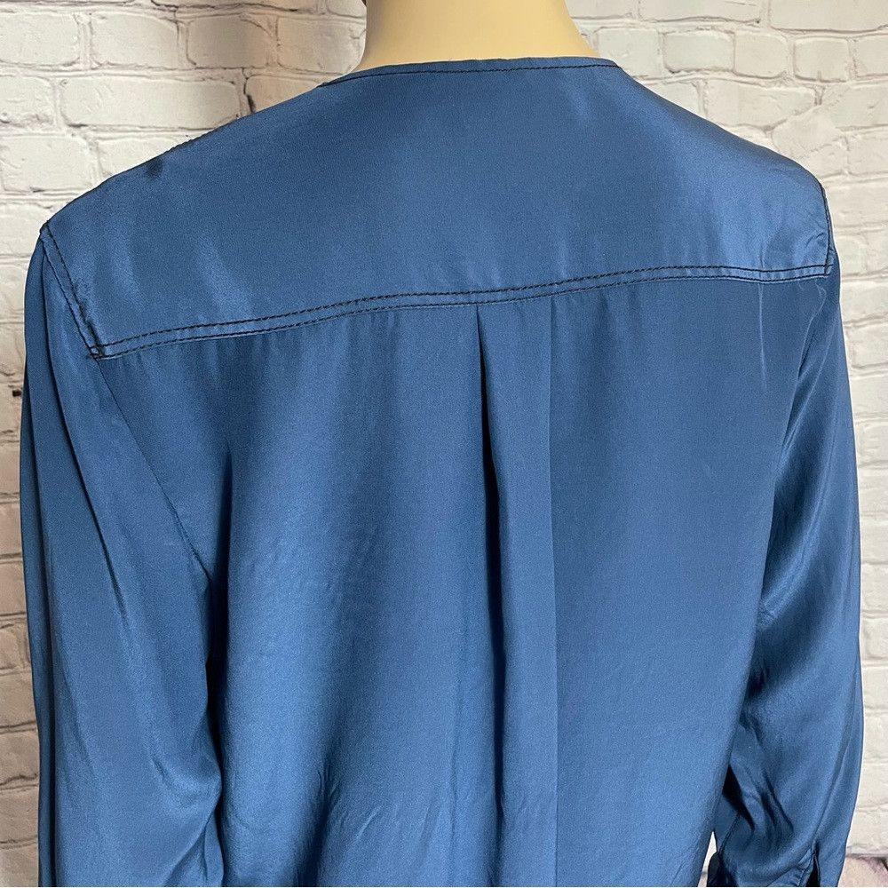 Rag & Bone Rag & Bone Shields Silk Long Sleeve Cobalt Blue Top Blouse Size S / US 4 / IT 40 - 9 Thumbnail