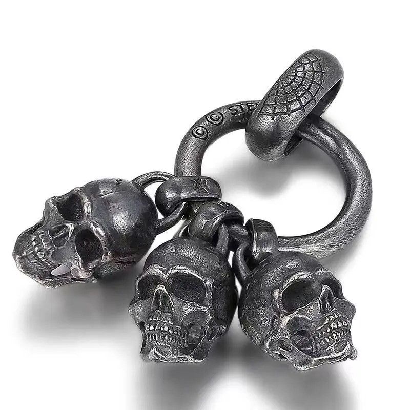 Vintage Skull Punk 3pendant Chain Necklace Size ONE SIZE - 2 Thumbnail