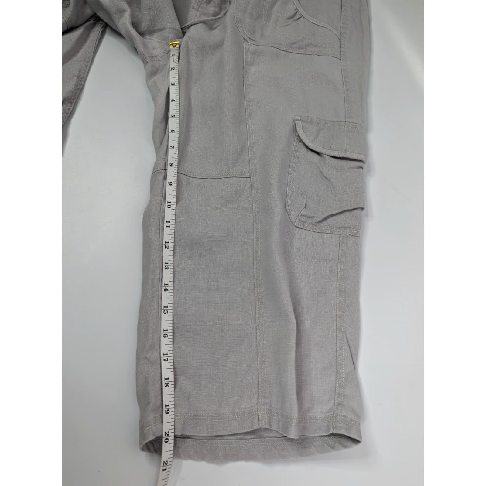 Eddie Bauer Eddie Bauer Pants Womens 14 Grey Cargo Capri Linen Outdoor Hiking Drawstring Pockets Wide Leg Capri Outdoor Ladies Women's Pants Size 25" / US 0 / IT 36 - 7 Thumbnail