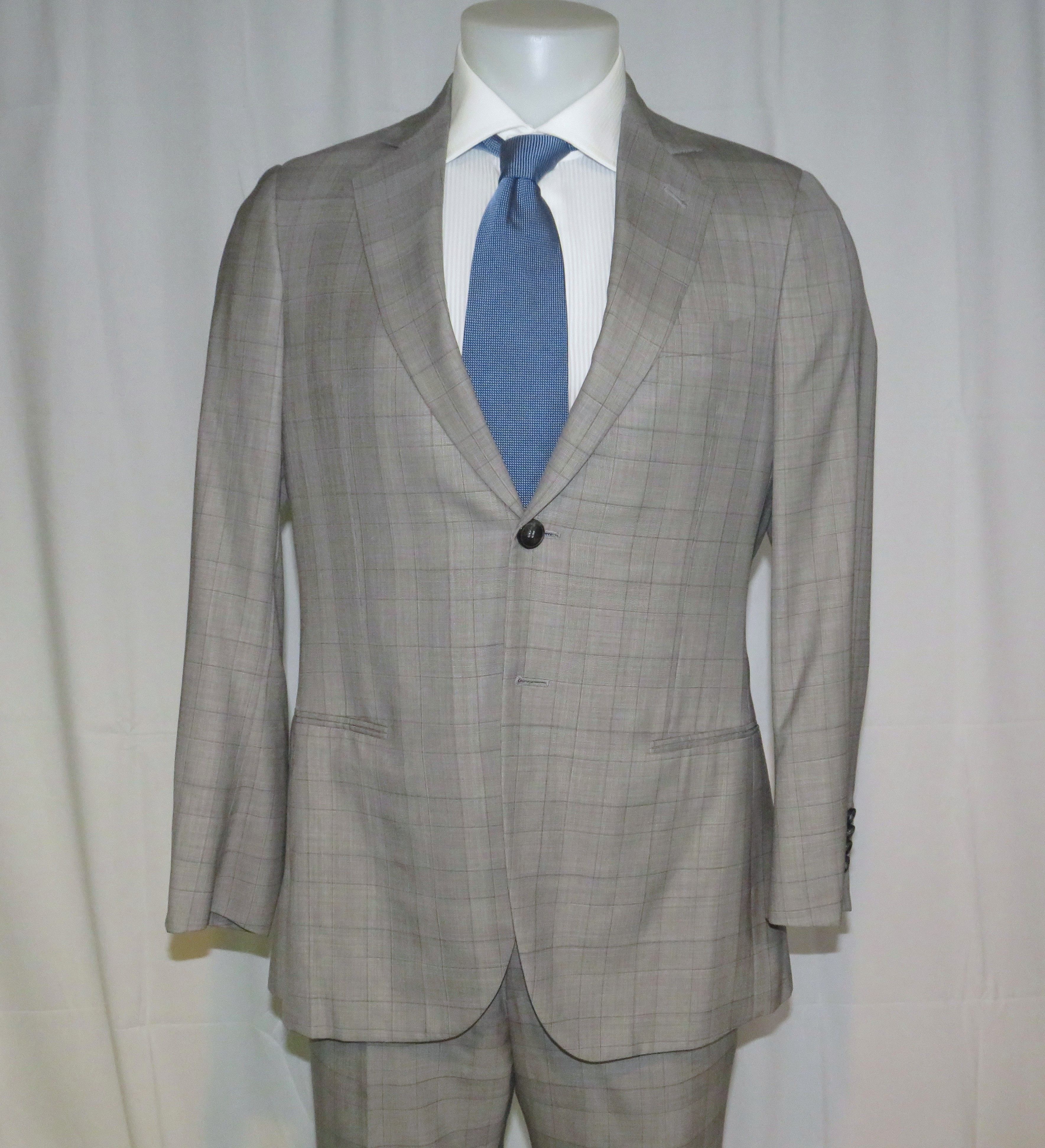 Giorgio Armani Black Label Custom Gray Plaid Two Button Suit 40R Size 40R - 3 Thumbnail