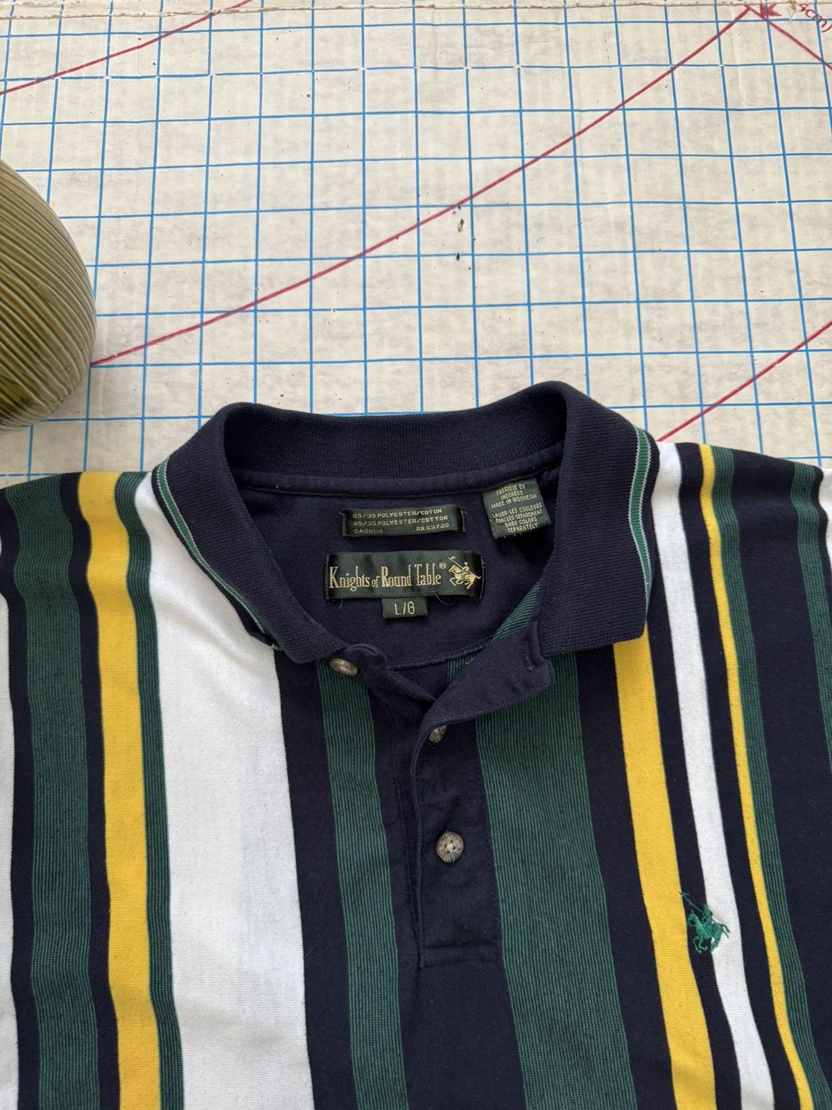 Vintage Vintage Knights of Round Table Striped Polo Mens Size Large Size US L / EU 52-54 / 3 - 4 Thumbnail