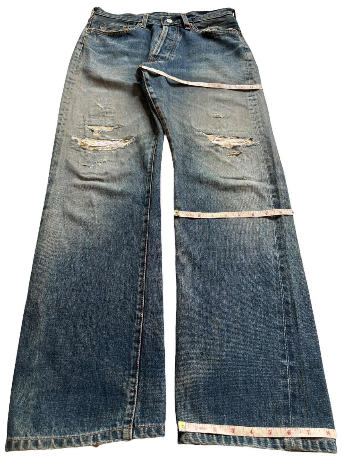 Japanese Brand Vintage Japanese Brand Selvedge Mud Wash Rip Baggy Jeans Size US 31 - 14 Thumbnail