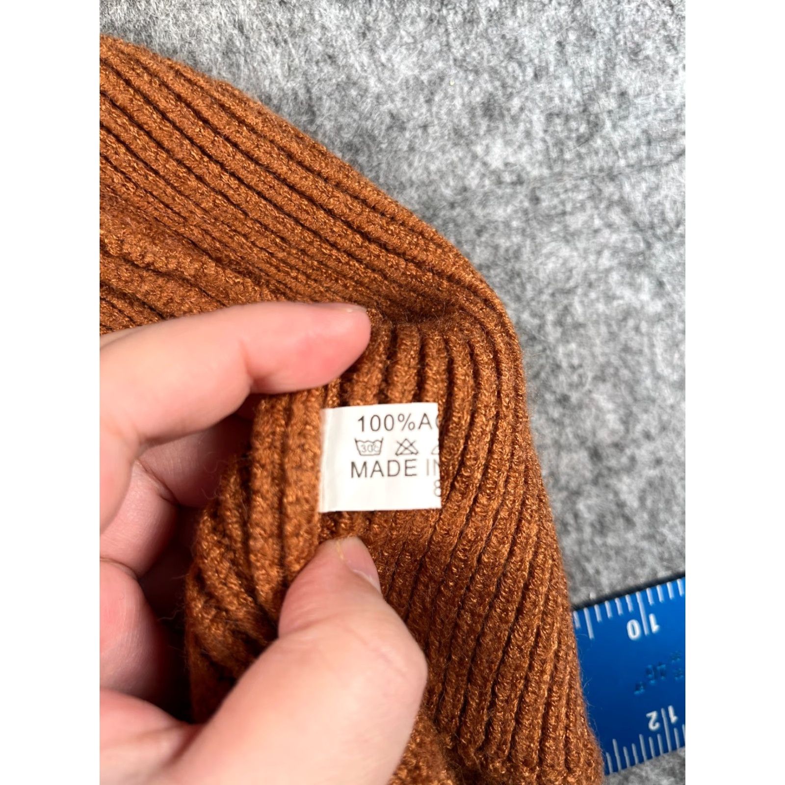 Vintage Freedom Beanie Toque Adult One Size Brown Ribbed Knit 100% Acrylic Cuffed Ski Hat Size ONE SIZE - 7 Thumbnail