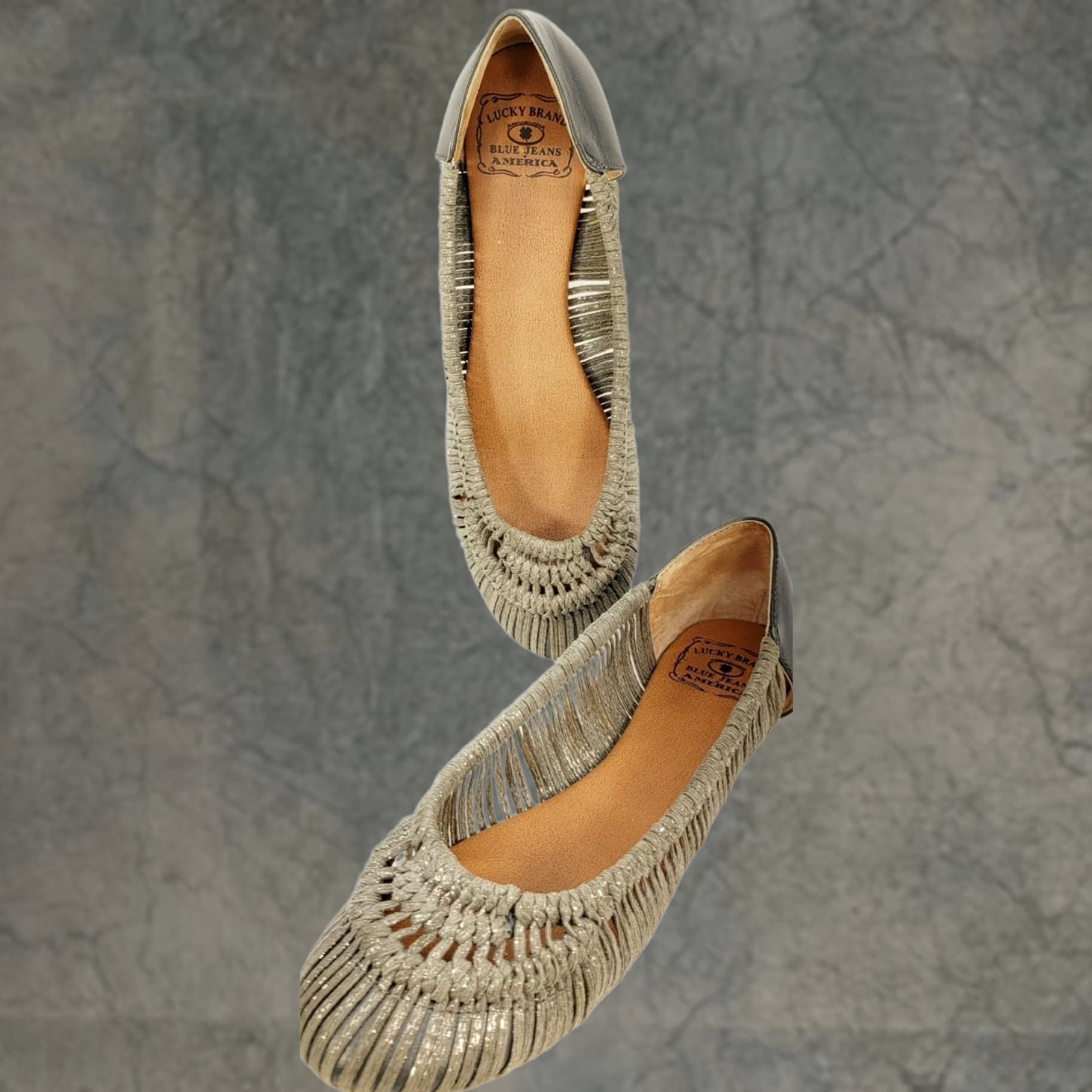 Lucky Brand Lucky Brand Emmie Ballet Flats Women's Size 8.5M Dark Gray Natural Hemp Woven Flat Slip On Casual Size US 9 / IT 39 - 1 Thumbnail
