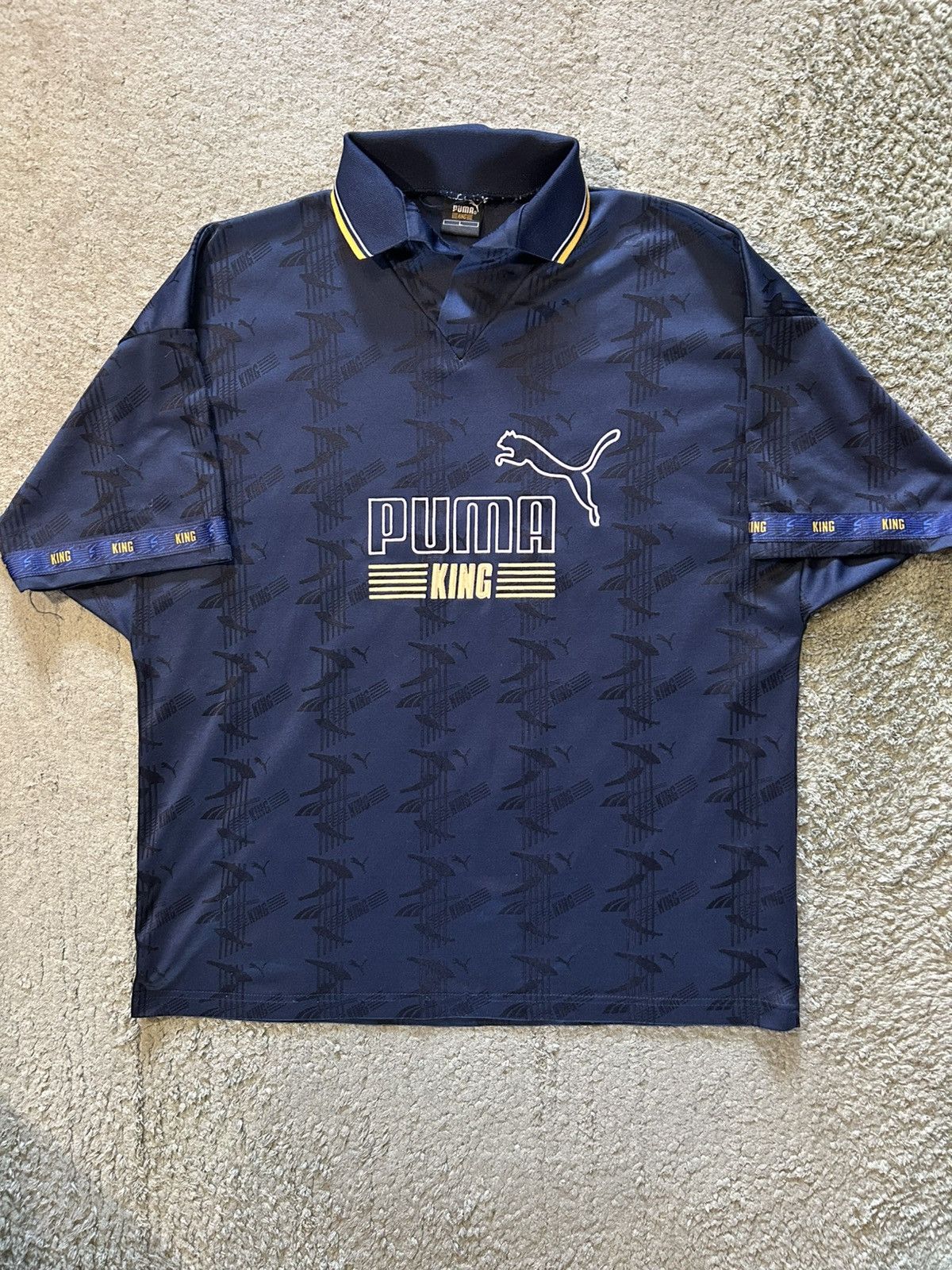 Puma Vintage Puma King Blokecore Navy Soccer Football Jersey tee Size US L / EU 52-54 / 3 - 1 Thumbnail