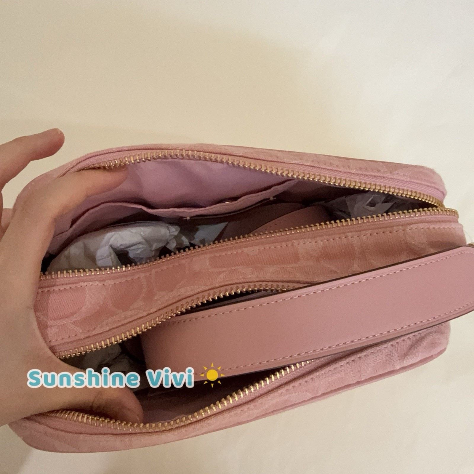 Coach NWT Coach Carey Crossbody Bag Signature Denim CER69 Pink Size ONE SIZE - 9 Thumbnail