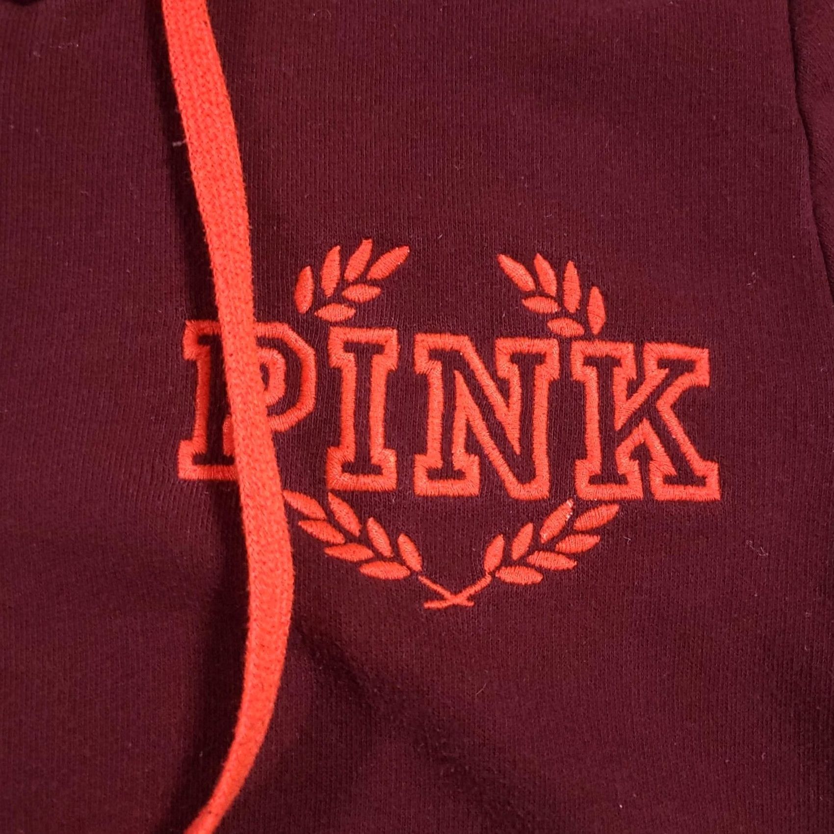Victoria's Secret VINTAGE? No — exclude. PINK Victoria's Secret Hoodie Womens XS Maroon Pullover 1/2 Zip Hooded Pockets Embroidered Logo Lights Size XS / US 0-2 / IT 36-38 - 6 Thumbnail
