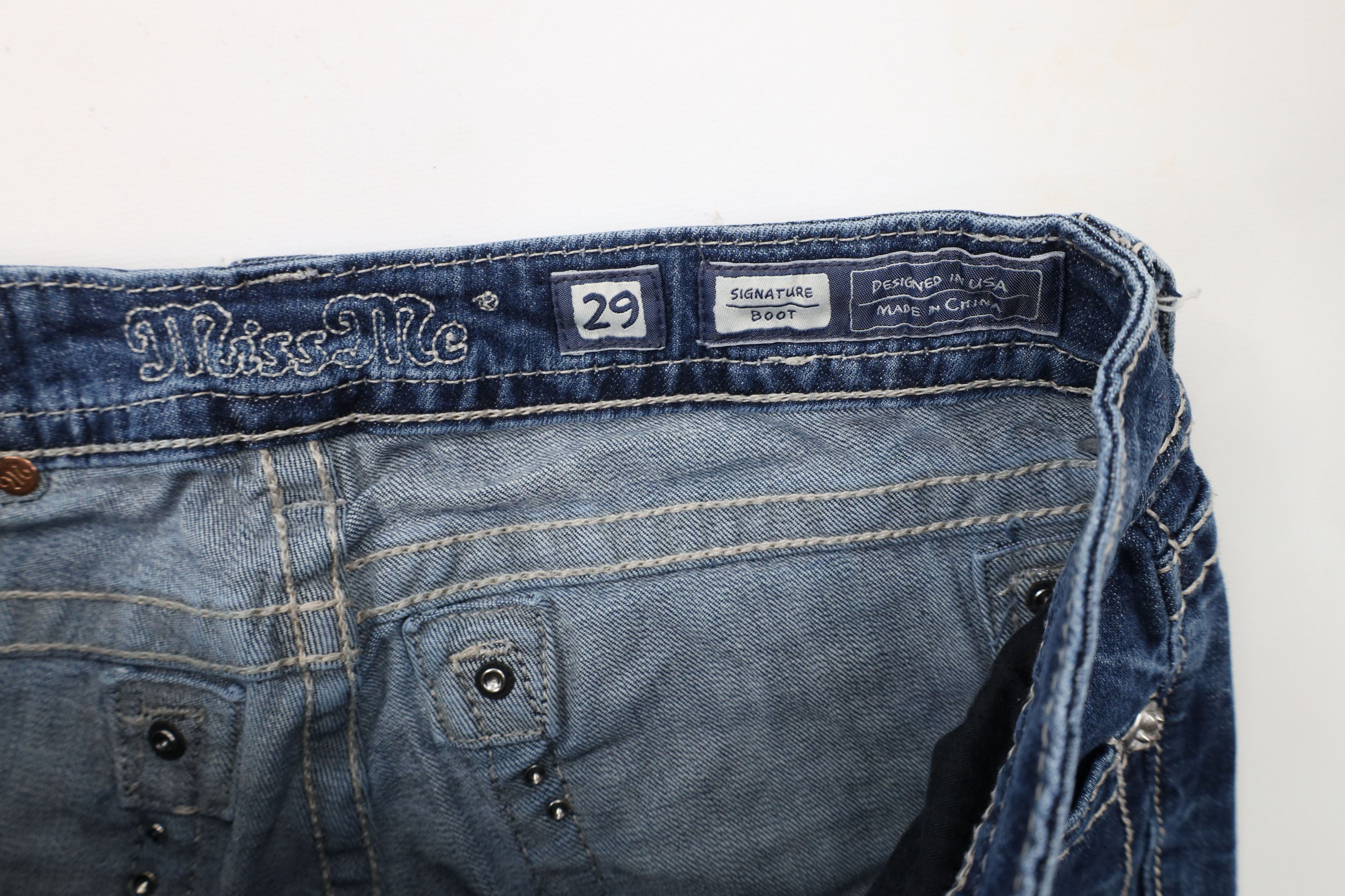 Miss Me × Vintage Miss Me Rainbow Cross Thick Stitch Signature Bootcut Jeans Size 29" - 7 Thumbnail