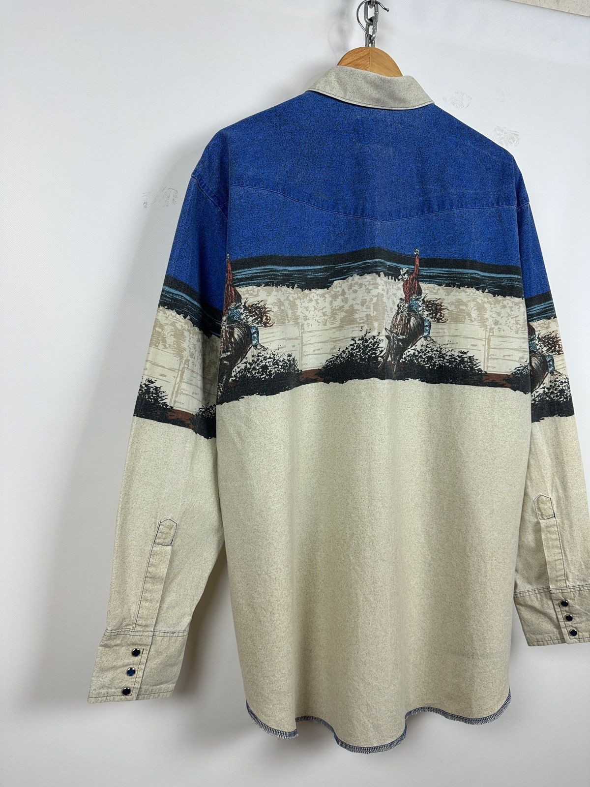 Vintage Vintage Wrangler Western Pearl Snap Horses Rodeo Shirt Size US XL / EU 56 / 4 - 14 Thumbnail