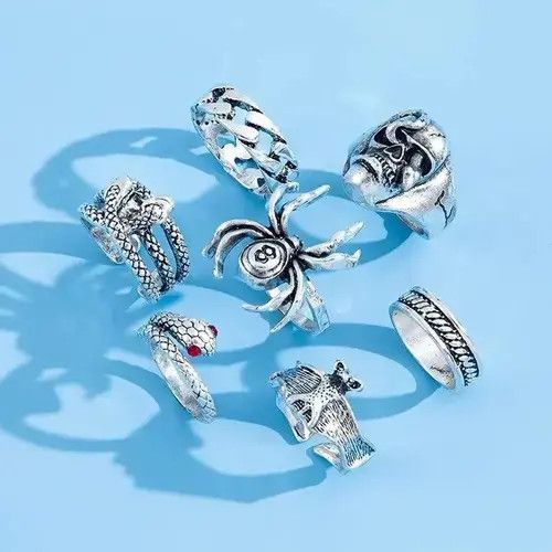 Jewelry 7 Pieces/ Set- Gothic Theme Ring Size ONE SIZE - 2 Thumbnail