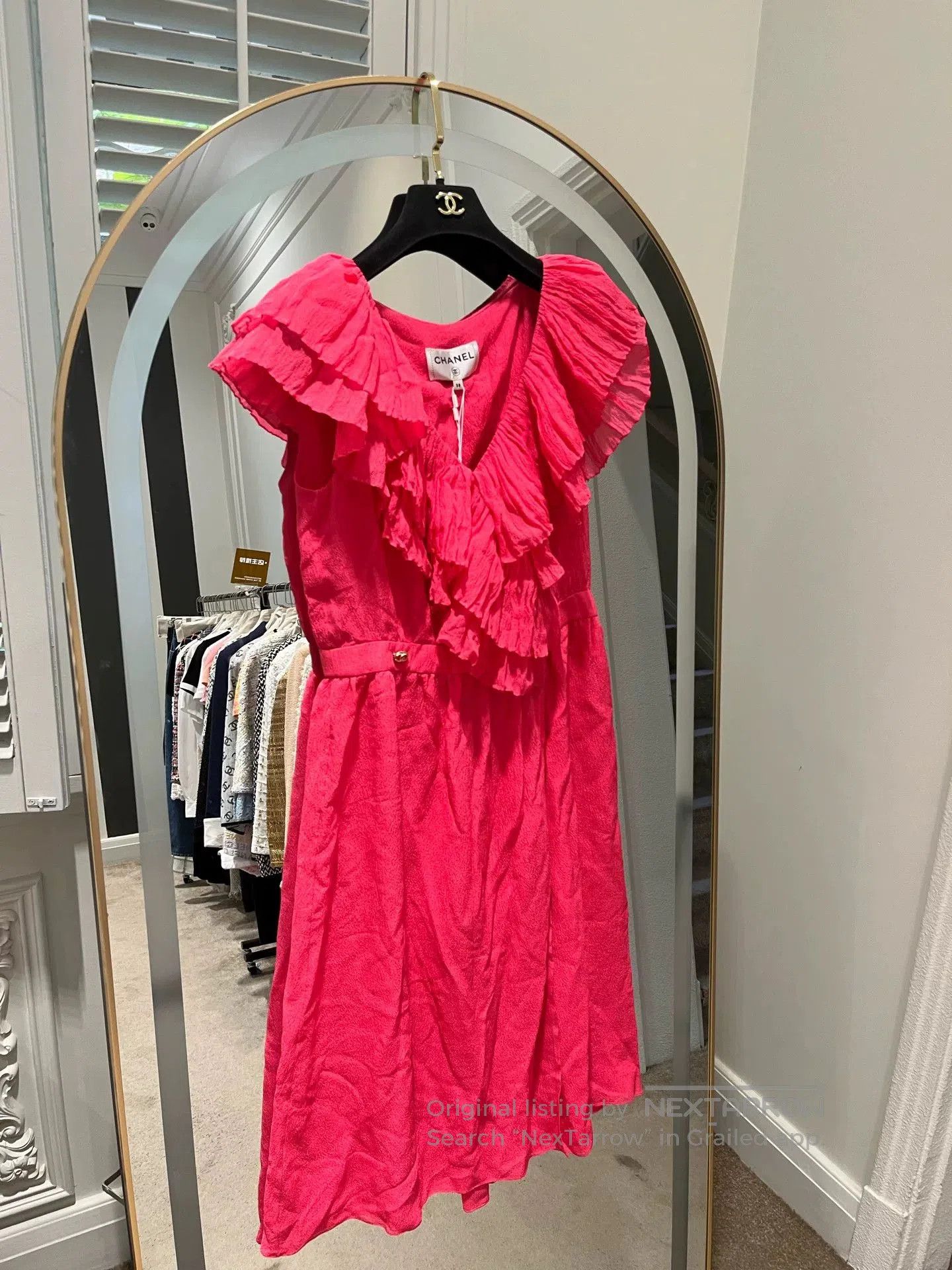 Chanel Chanel 2021 Pink Ruffle Dress FR38. Size US M / EU 48-50 / 2 - 1 Thumbnail