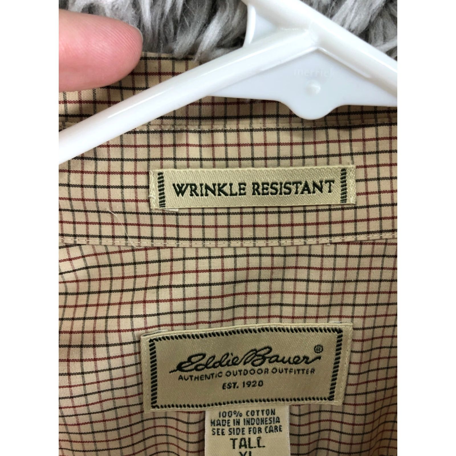 Eddie Bauer Eddie Bauer Shirt Button-Down Plaid Beige Long Sleeve XLT Mens Size US XL / EU 56 / 4 - 7 Thumbnail
