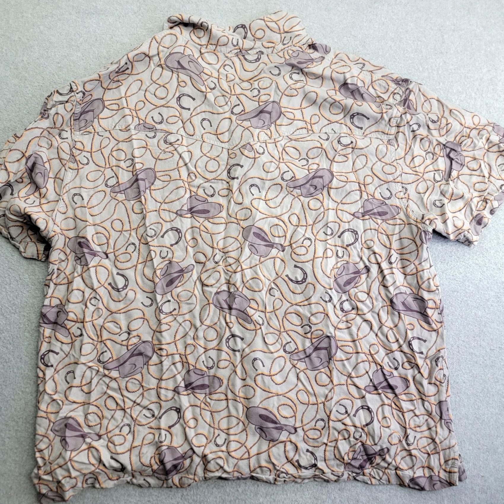 Wrangler Wrangler Shirt Mens 2XL Gray Purple Western Print Short Sleeve Button Up Cowboy Size US XXL / EU 58 / 5 - 6 Thumbnail