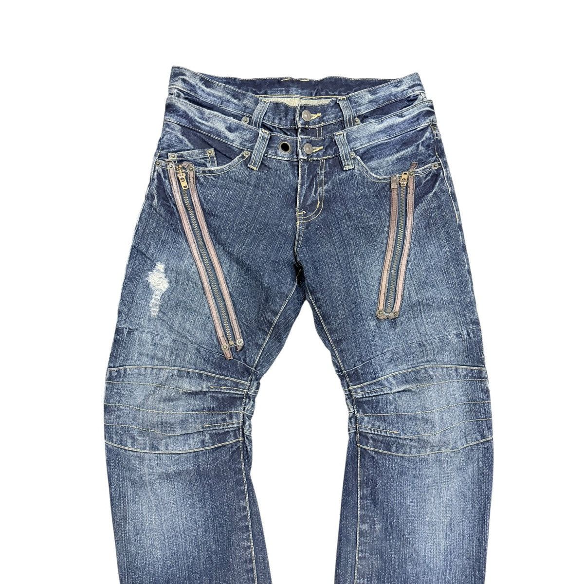 PPFM Vtg🔥PPFM Bondage Zipper Double Waist Curve Jeans Size US 32 / EU 48 - 3 Thumbnail