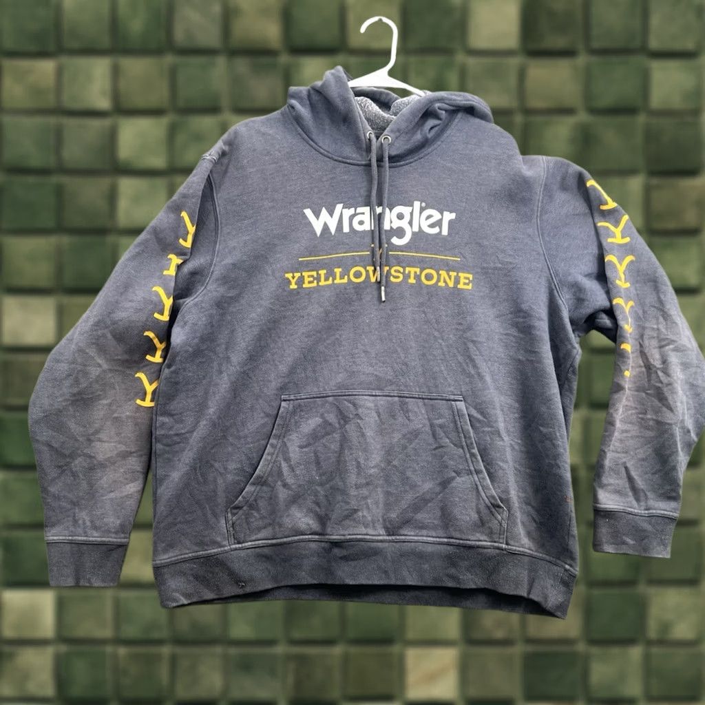 Wrangler Wrangler Men's Gray Pullover Hoodie Sweater Size L 90s Logo Mock Neck Casual Knit Cotton Sweatshirt Size US L / EU 52-54 / 3 - 1 Thumbnail