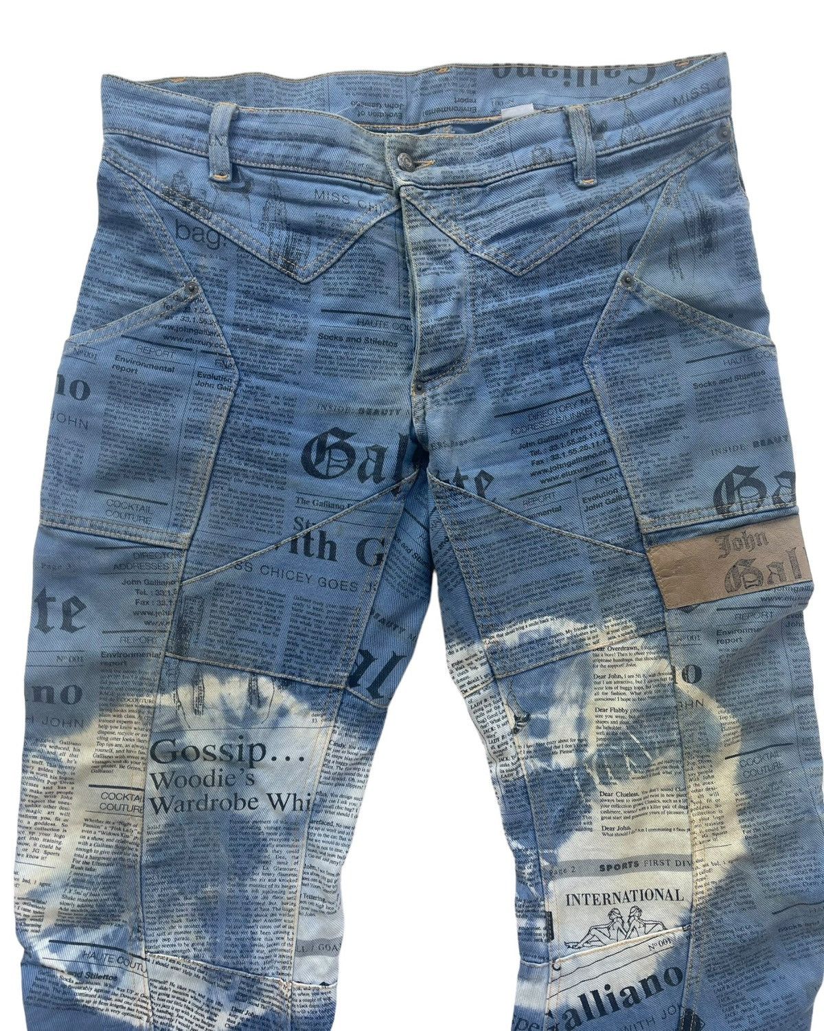 John Galliano SS2006 Runway Star Panel Gazette Newspaper J-Cut Denim Jeans Size US 34 / EU 50 - 6 Thumbnail