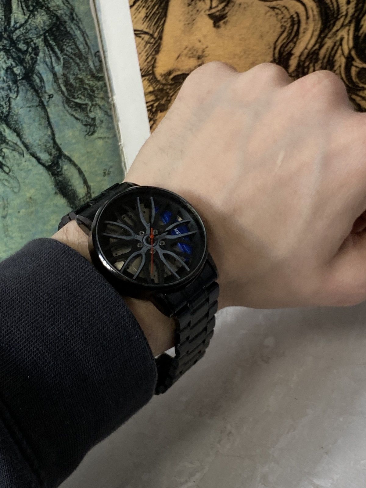 Japanese Brand Black 3D Wheel Rim Sport Watch - Works Great Size ONE SIZE - 3 Thumbnail