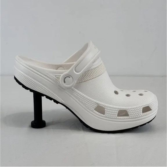 Balenciaga × Crocs o1rshd1 Rubber Crocs Madame Heel in White Size US 10 / IT 40 - 4 Thumbnail