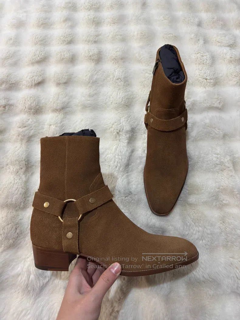 Saint Laurent Paris Saint Laurent Paris Suede Chelsea Boots with Buckle Size US 11.5 / EU 44-45 - 2 Thumbnail