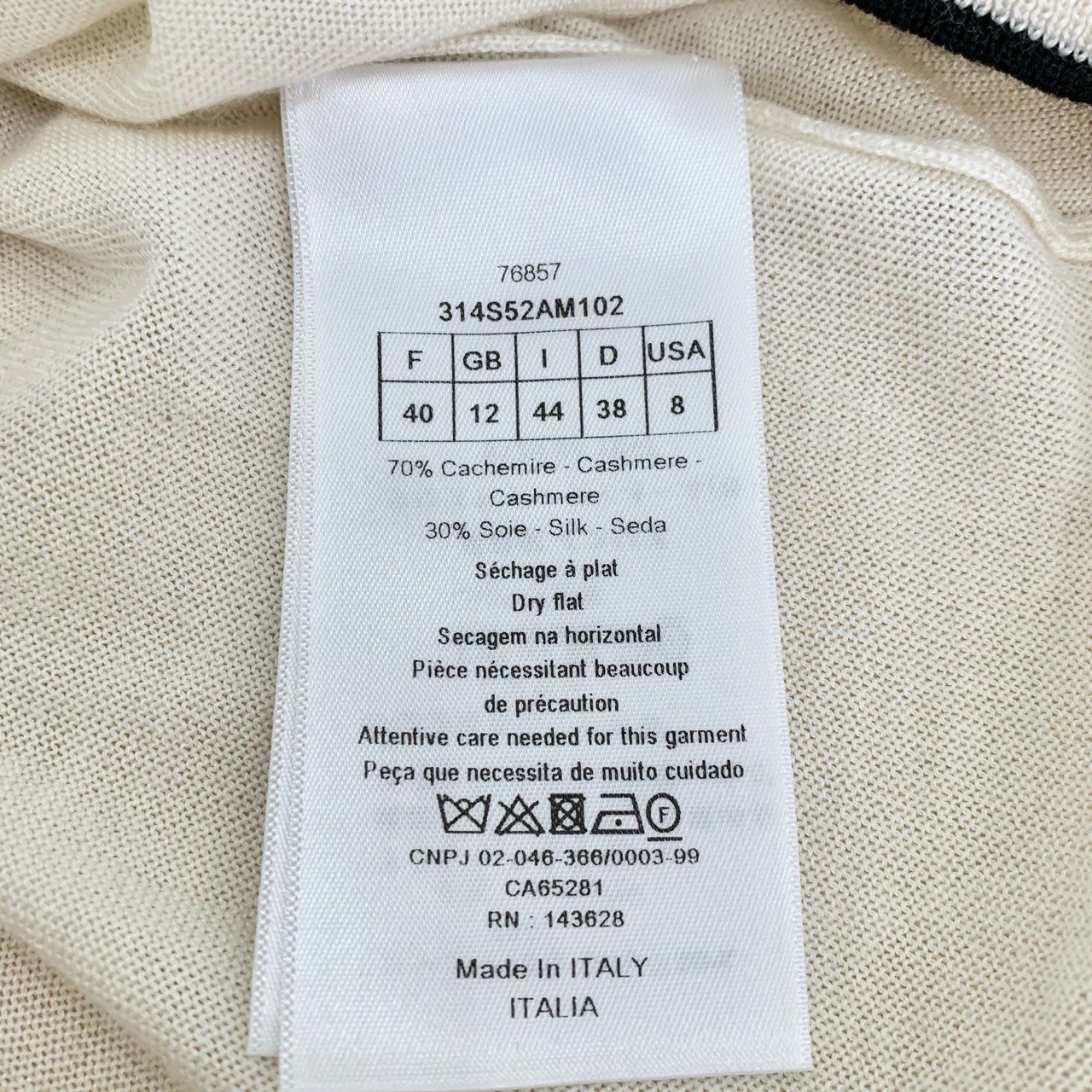 Dior Christian Dior Bee Embroidery Ruffled Hem Off-White Cashmere Size S / US 4 / IT 40 - 3 Thumbnail