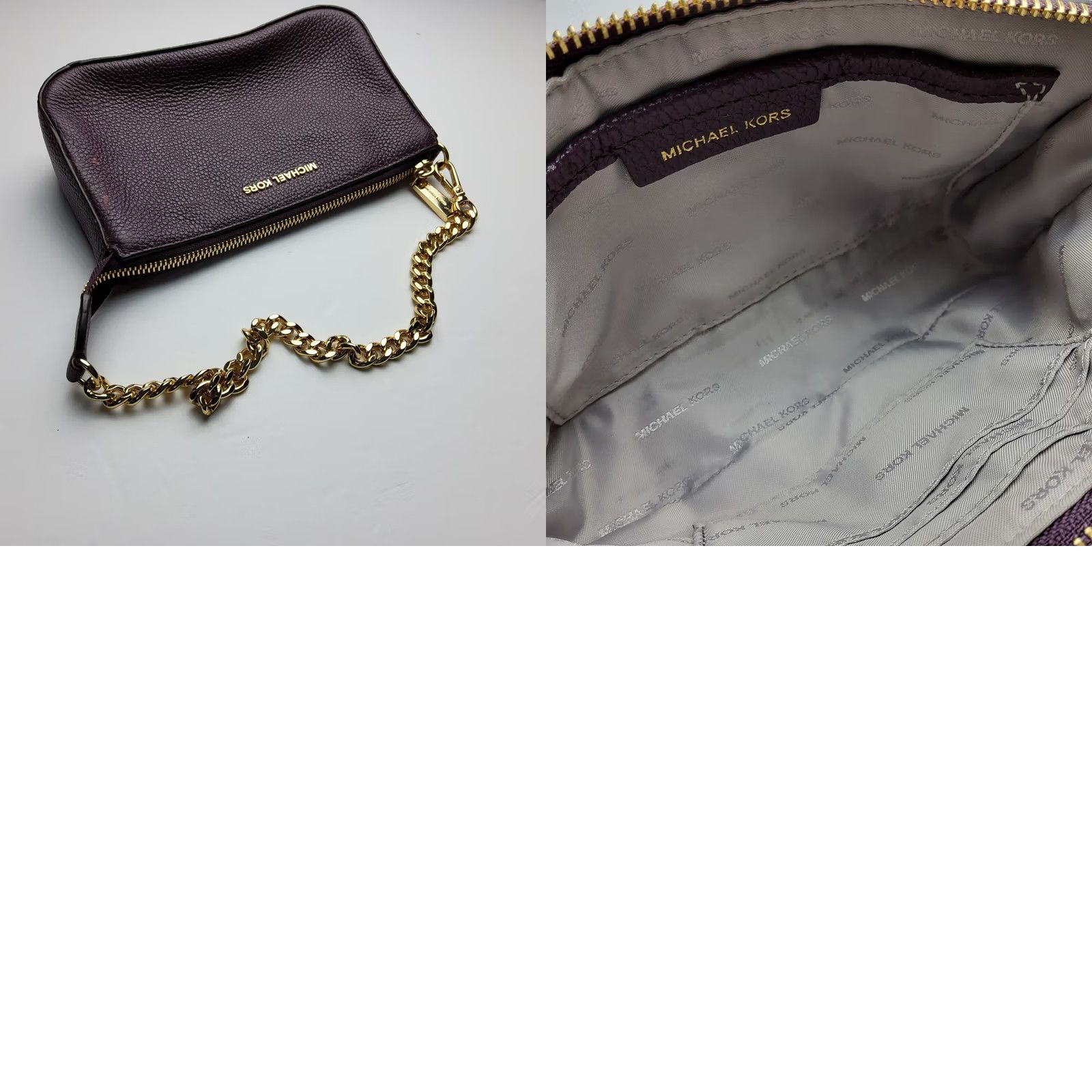 Michael Kors Michael Kors Pebbled Leather Shoulder Bag Purse Eggplant Purple Women Bag Sho ulder Leather Pebbled Finish Size ONE SIZE - 8 Thumbnail