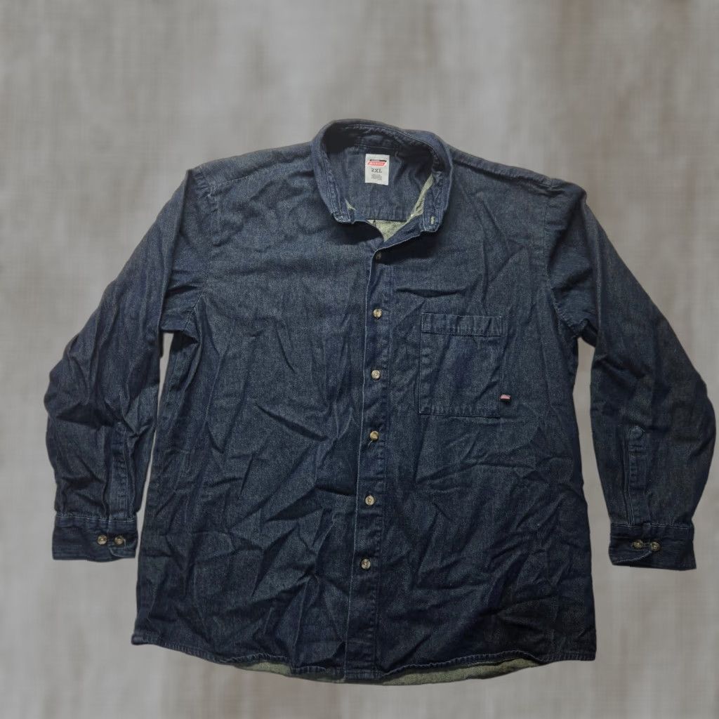 Dickies Dickies Denim Shirt Blue Long Sleeve Button Up Heavy Cotton 2XL Men's Casual Work Shirt Size US XXL / EU 58 / 5 - 1 Thumbnail