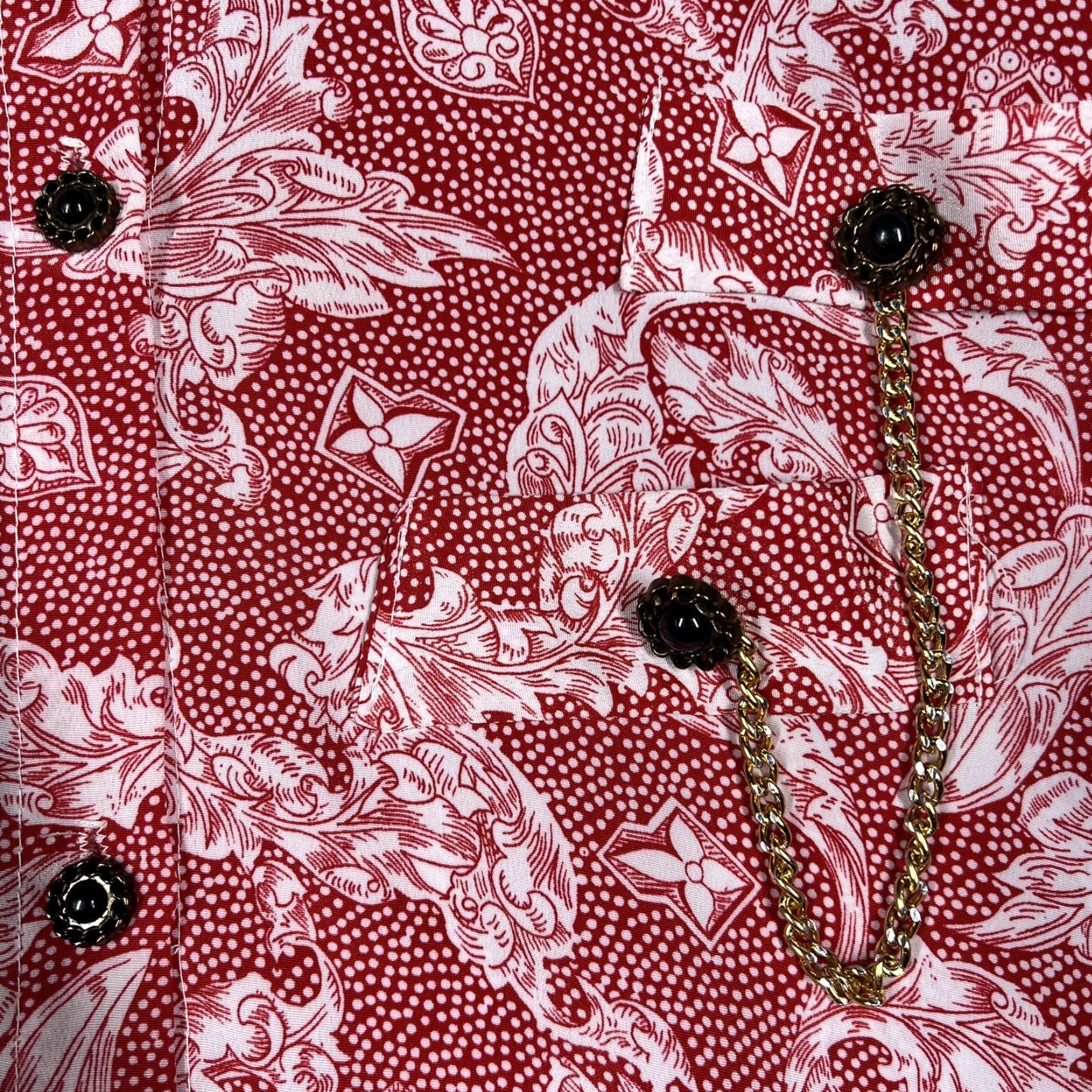Vintage VINTAGE J.J. Greenwood Women’s Small Button Up Top Blouse Red Floral Dotted USA Shirt S Red 1970s Hippy Womens Size S / US 4 / IT 40 - 3 Thumbnail