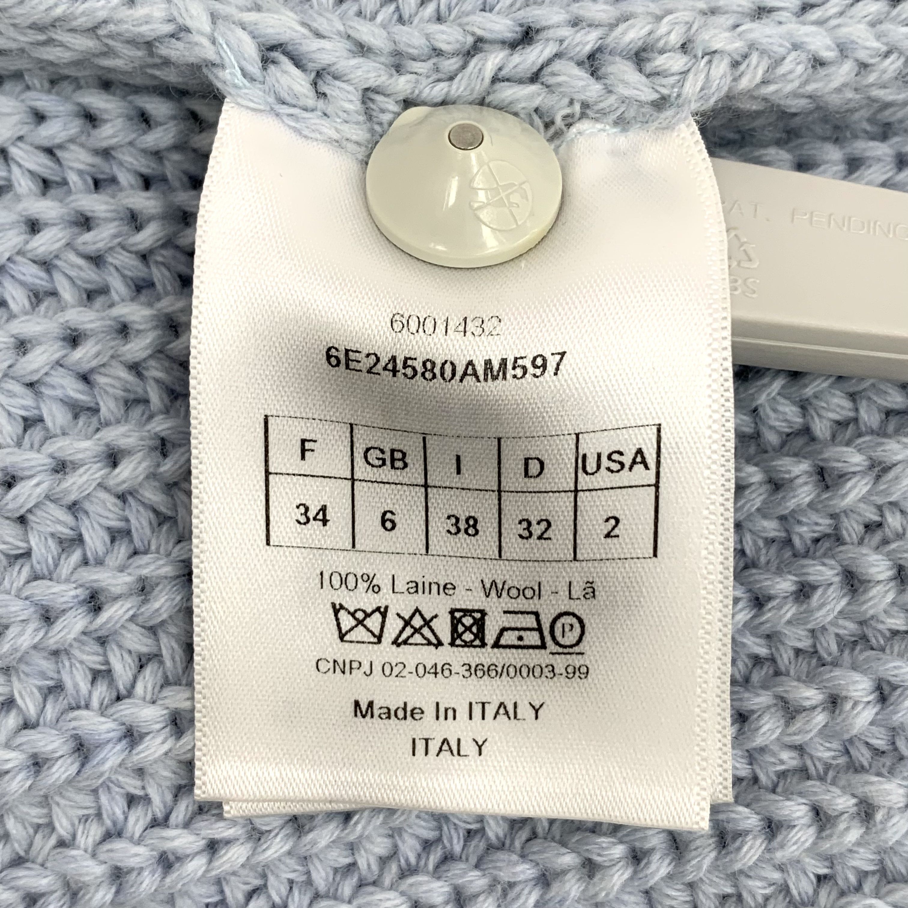 Dior Dior Irregular Lace Wool Sweater Light Blue (34) Size XXS / US 00 / IT 34 - 5 Thumbnail