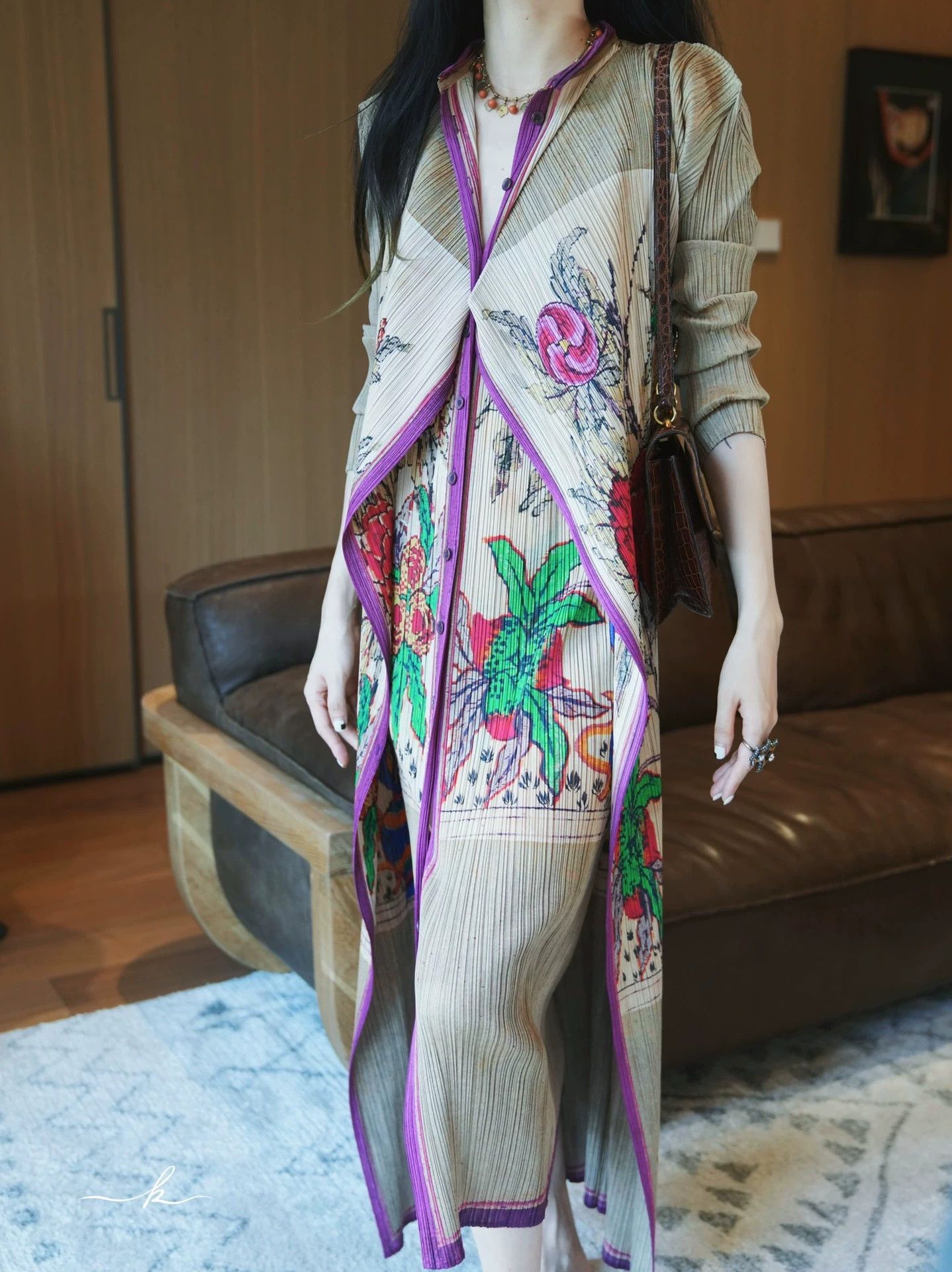 Issey Miyake Issey Miyake Pleats Please Floral Dress & Coat Set Women's Size M / US 6-8 / IT 42-44 - 1 Thumbnail