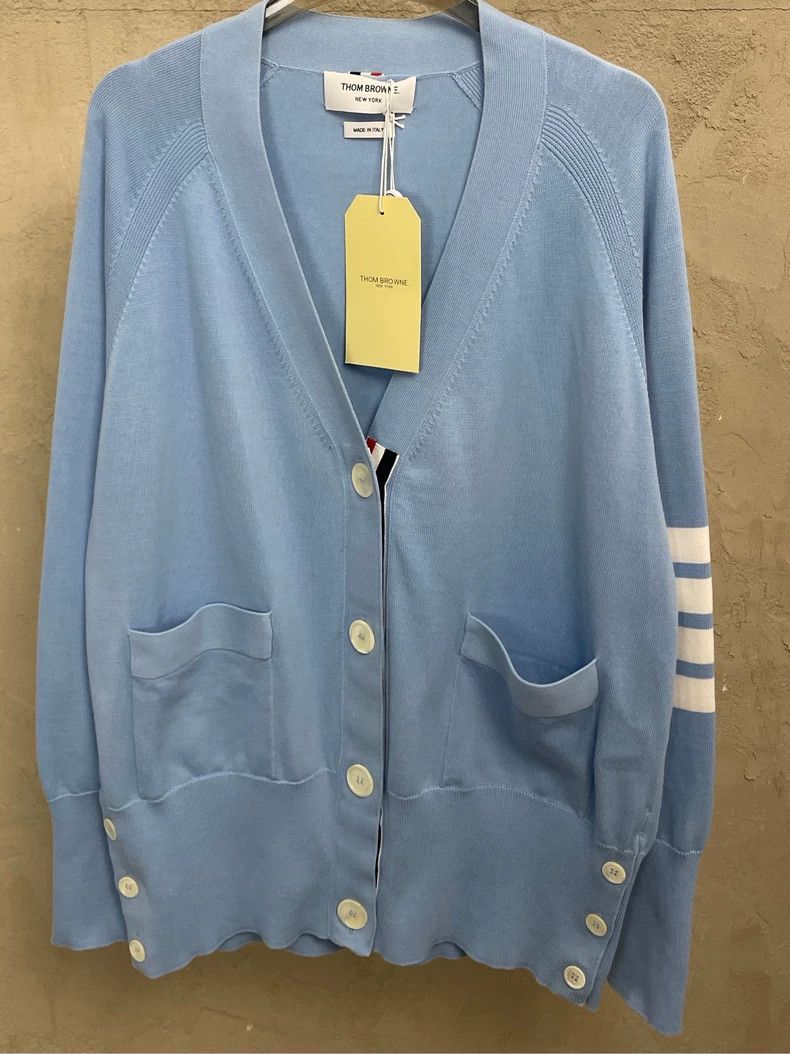 Thom Browne Thom Browne Baby blue knit cardigan Size US XS / EU 42 / 0 - 3 Thumbnail