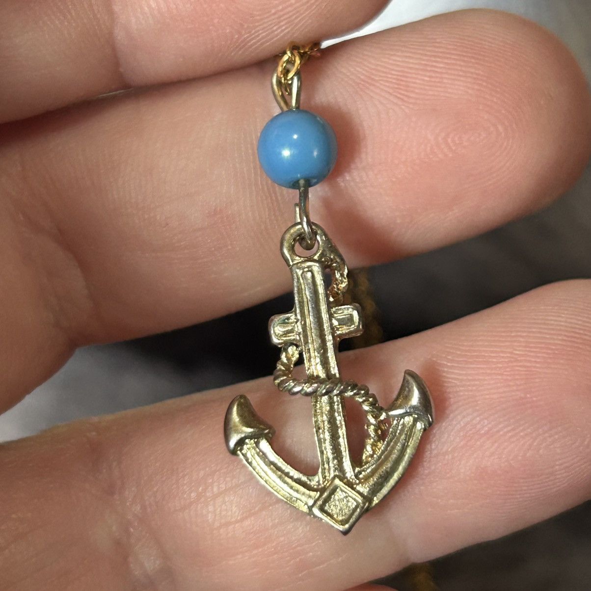 Vintage Handcrafted vintage anchor pendant on chain necklace Size ONE SIZE - 6 Thumbnail