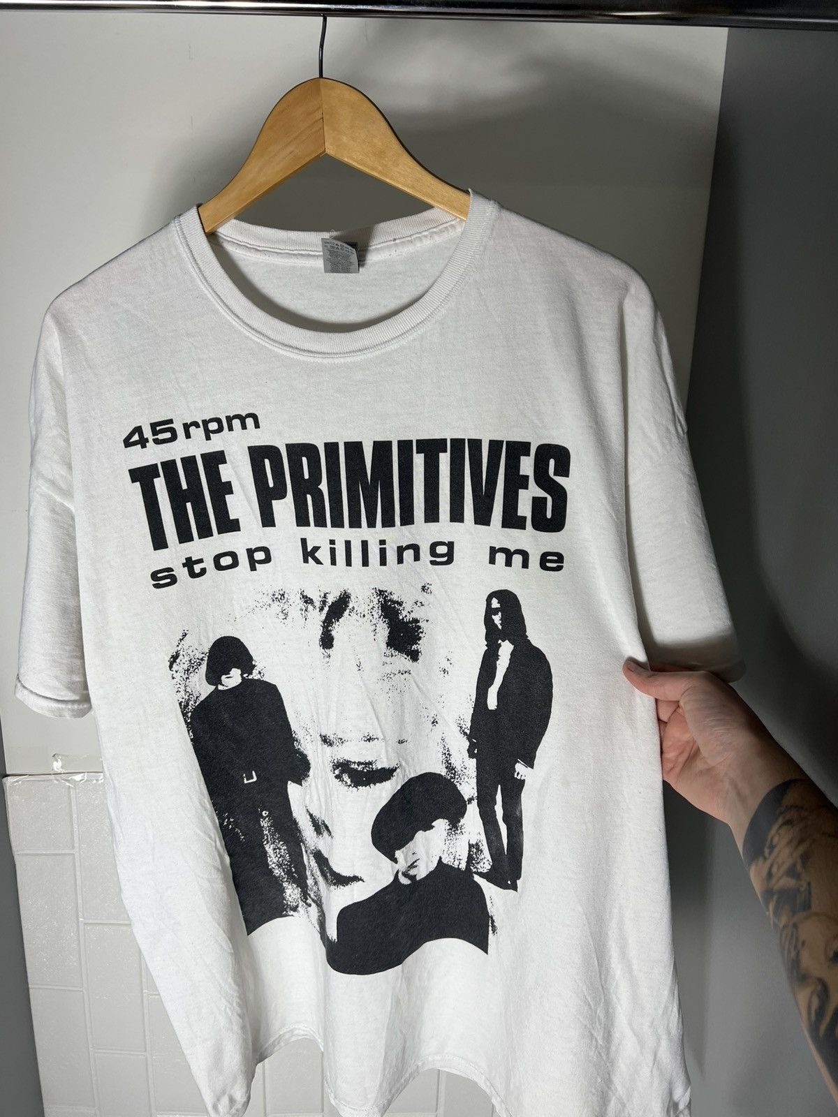 Band Tees VINTAGE THE PRIMITIVES STOP KILLING ME 45 RPM ROCK METAL 90s Size US XXL / EU 58 / 5 - 10 Thumbnail