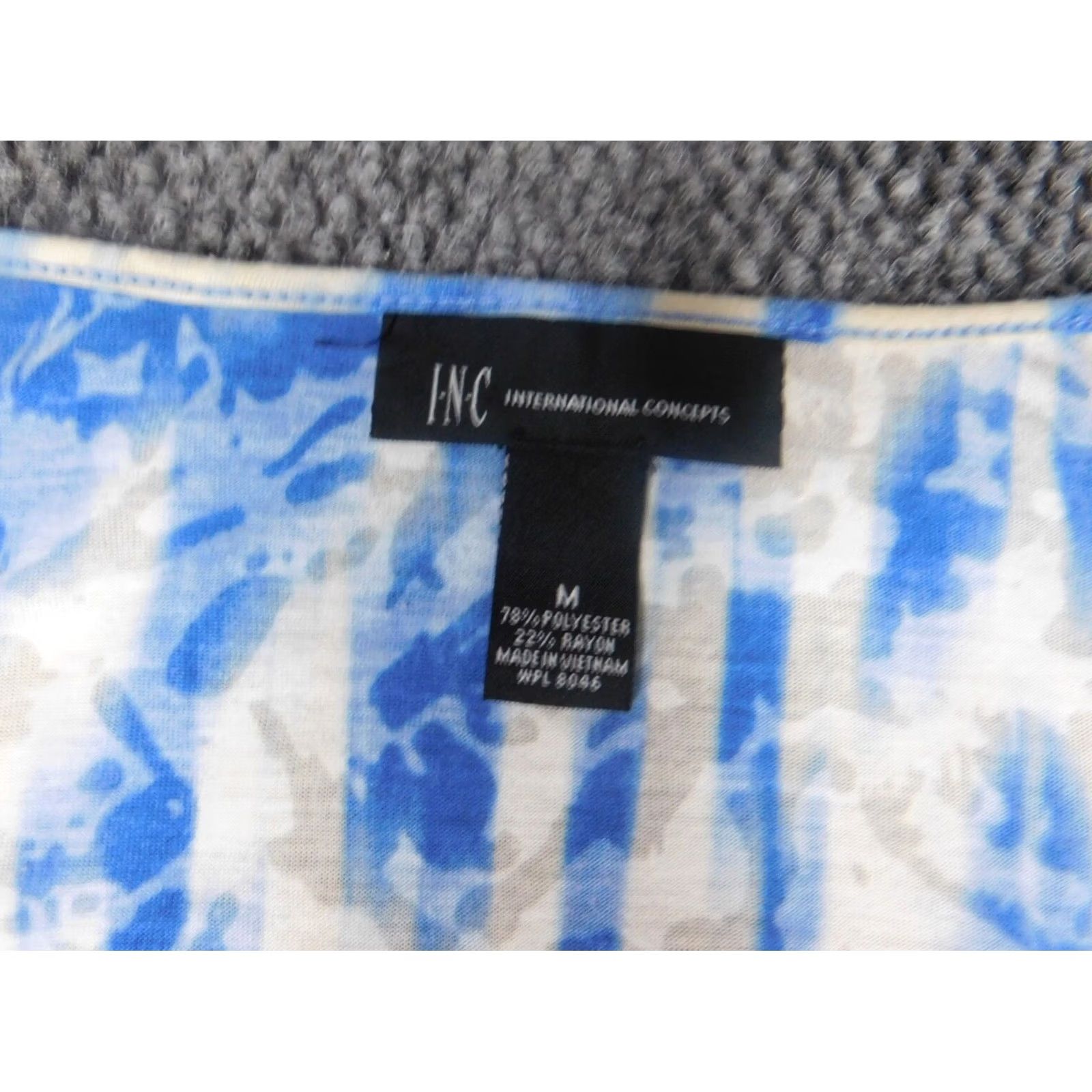 Vintage INC International Concepts Womens Blouse Medium Blue Pullover Knit Round Neck Casual Sleeveless Pleated Stretch Regular Modern Size M / US 6-8 / IT 42-44 - 5 Thumbnail