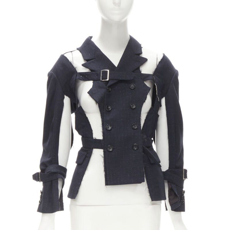 Comme des Garcons rare COMME DES GARCONS 2008 Bad Taste Runway navy deconstructed jacket S Size S / US 4 / IT 40 - 1 Thumbnail