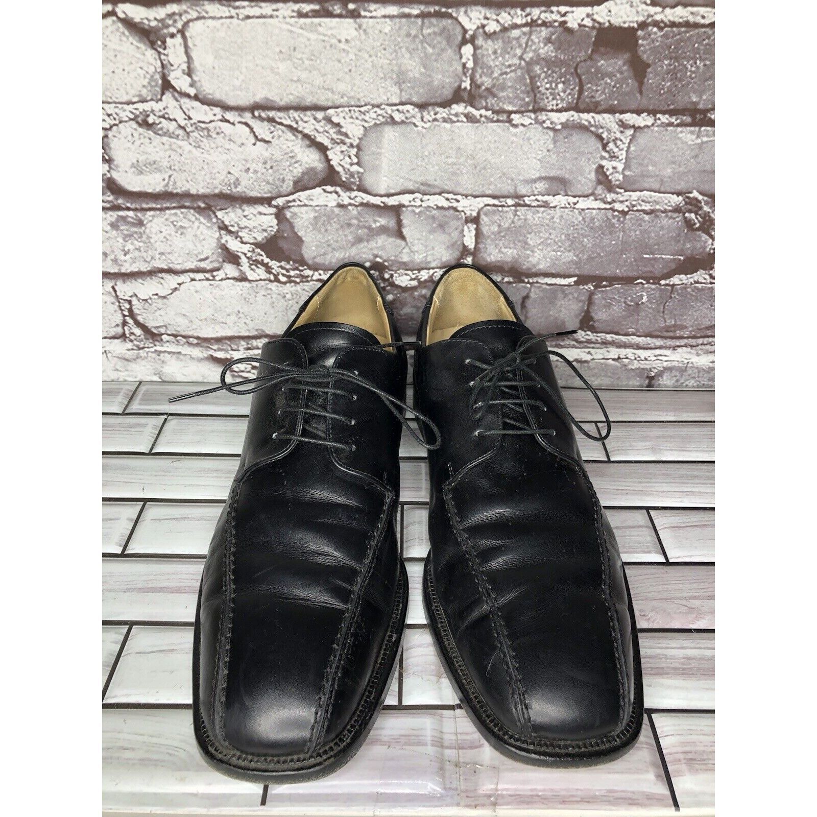 Pronto Uomo Pronto Uomo Black Leather Oxford Derby Lace Up Dress Shoes M Size US 10.5 / EU 43-44 - 14 Thumbnail