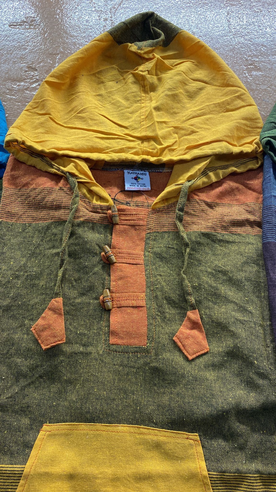 Other Cotton Baja Hoodie With Pocket: Tri Color: Orange: New - M Size US M / EU 48-50 / 2 - 1 Thumbnail