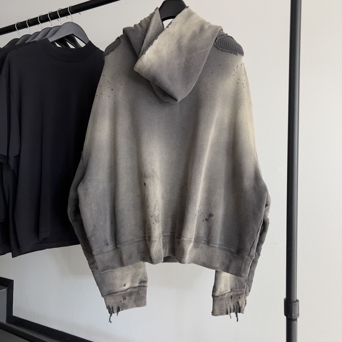 READYMADE Readymade Washed Distressed Thrashed Thermal Lined Hoodie Size US XL / EU 56 / 4 - 3 Thumbnail