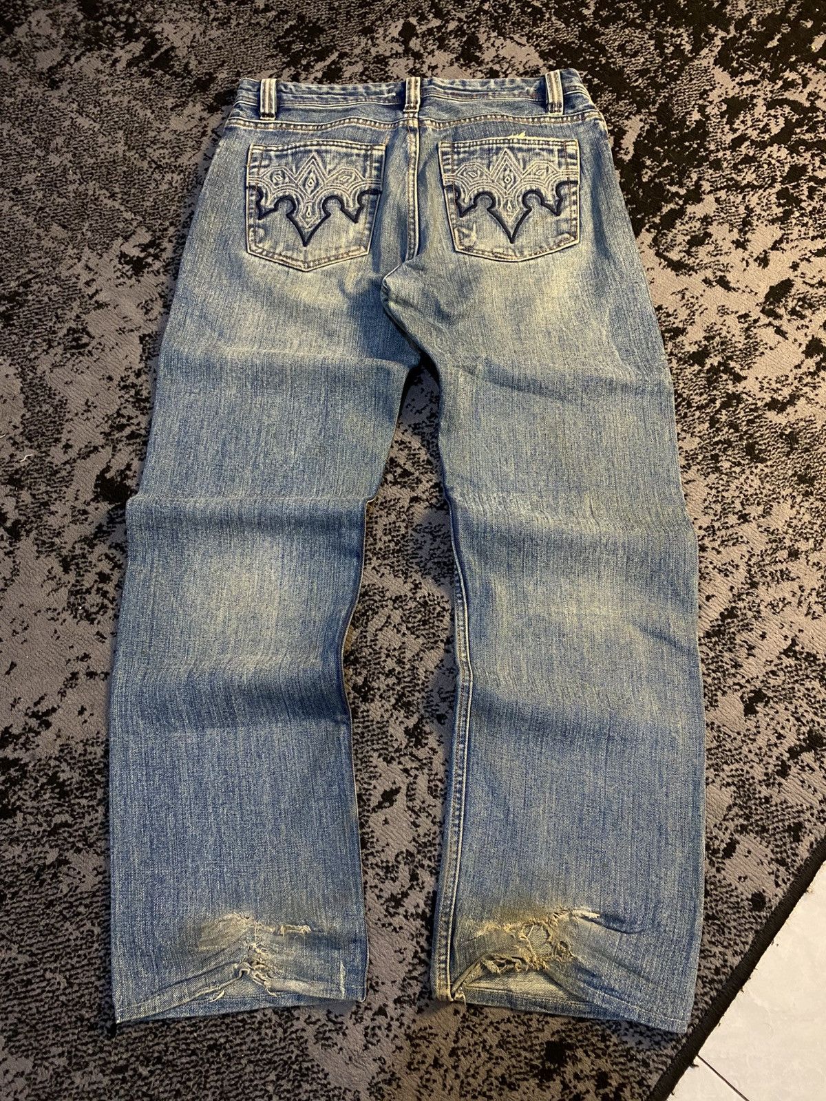 Undercover × Uniqlo Thrashed Nylaus Mudwash Regular Jeans 🔥 Size US 35 - 3 Thumbnail
