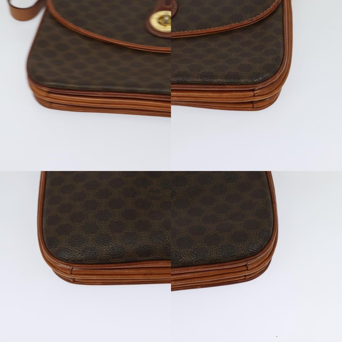 Celine CELINE Macadam Canvas Shoulder Bag Pvc Leather Brown Gold Size ONE SIZE - 10 Thumbnail