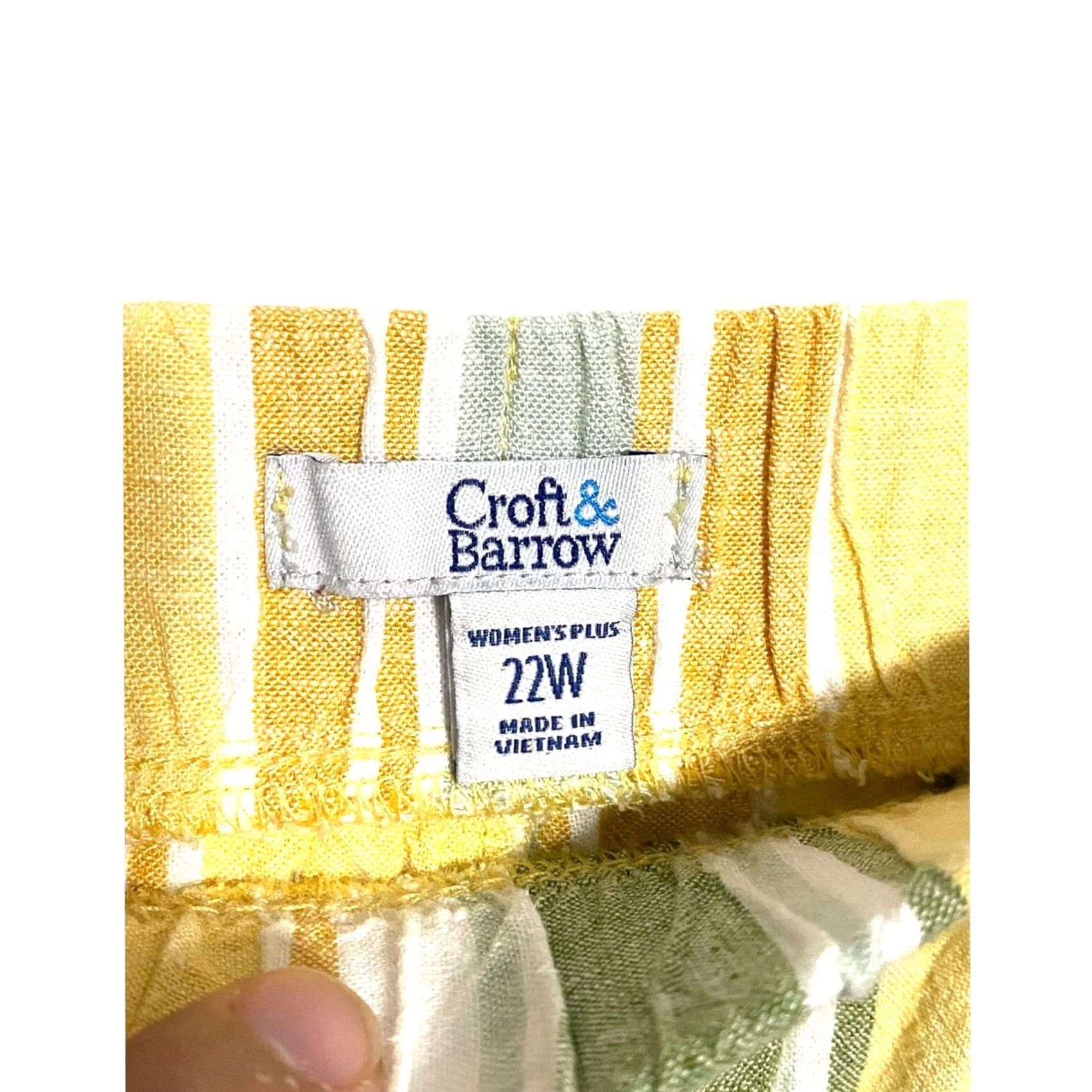 Croft & Barrow Croft & Barrow Linen Wide Leg Striped Crop Pants Womens 22W Beach Summer Coastal Size 40" / US 18 - 4 Thumbnail