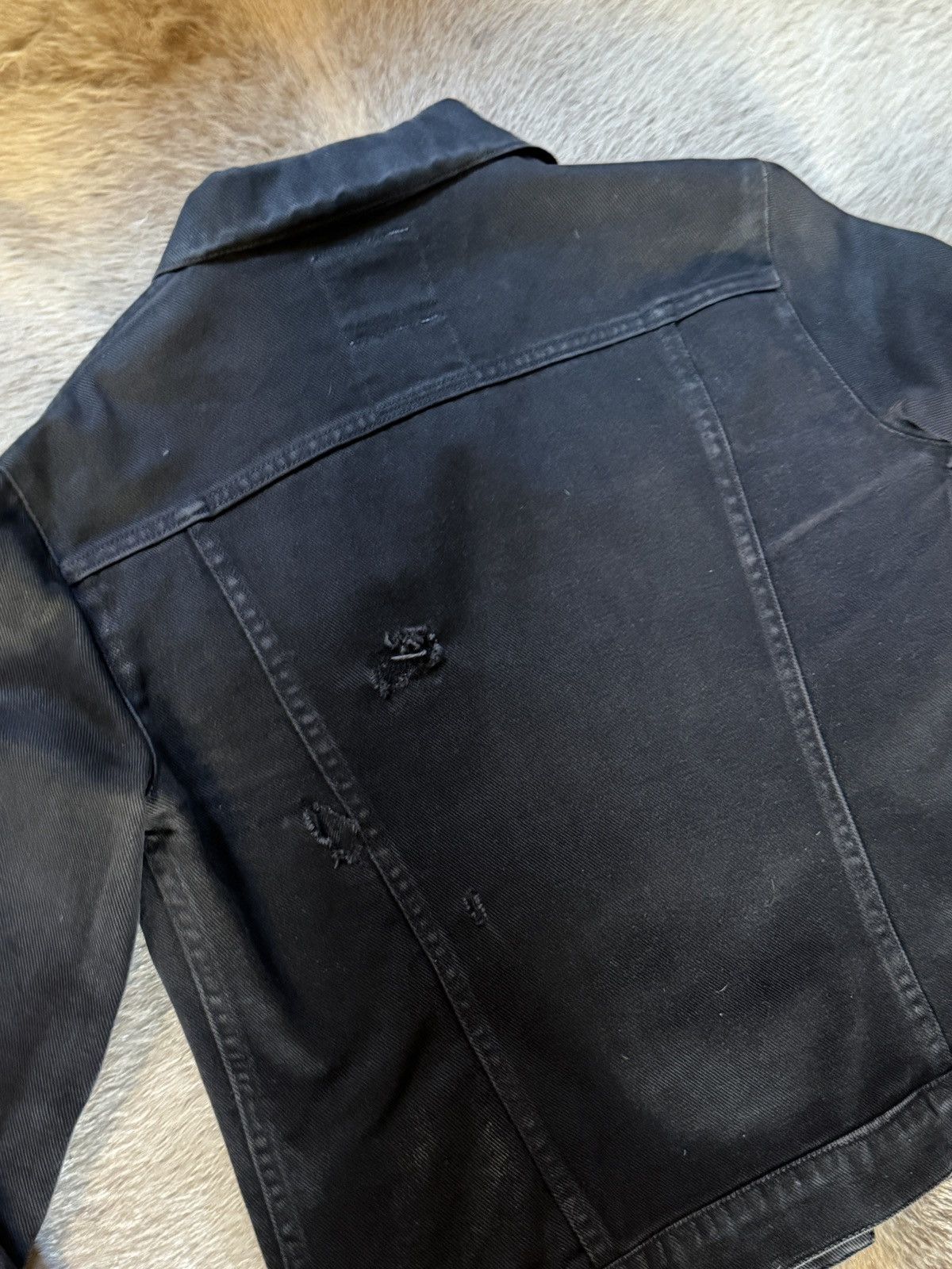 Helmut Lang Vintage 1999 Helmut Lang Black Denim Jacket Sz 42 Waxed Worn Size US XS / EU 42 / 0 - 8 Thumbnail
